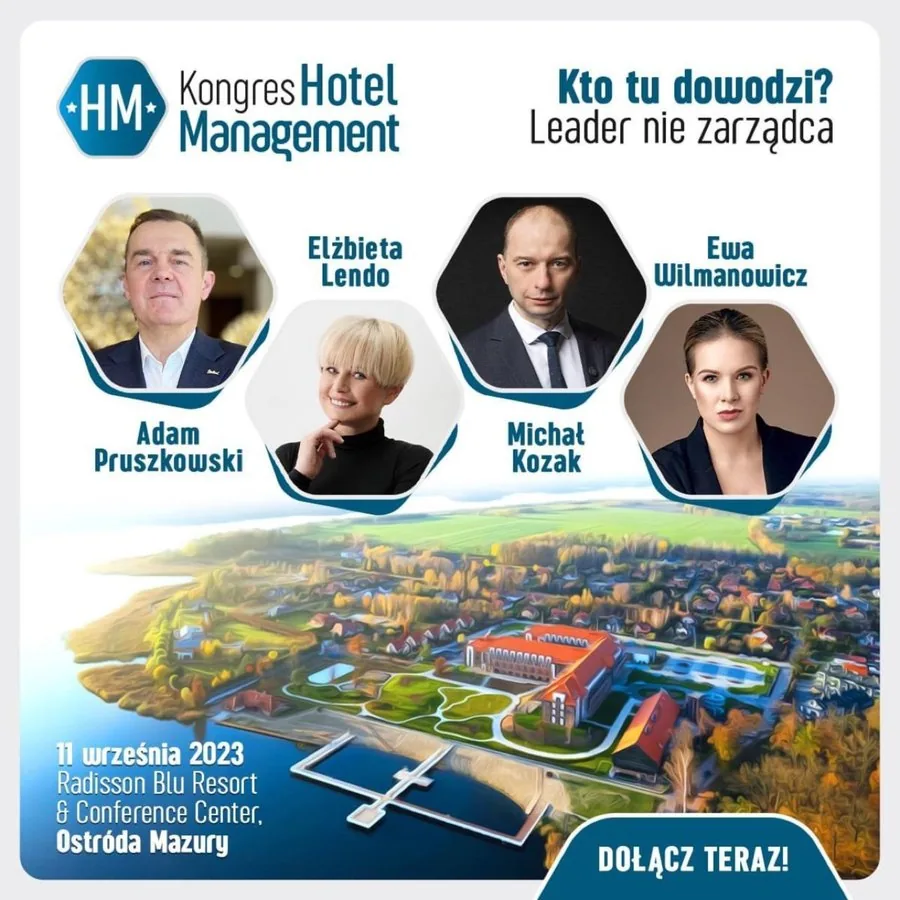 Plakat Kongresu Hotel Management z udziałem Ewy Wilmanowicz